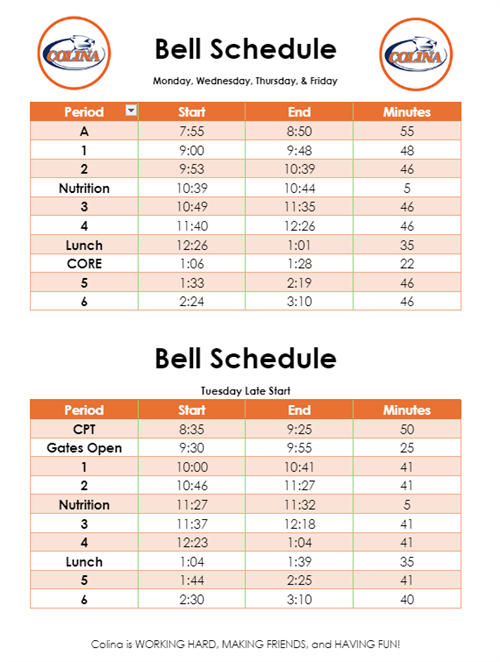 bell schedule